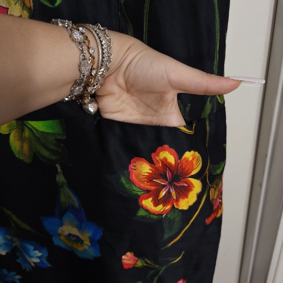 Biya Johnny Was Womens Dress Linen Black Red Blue Floral Drop Waist Shift Size S - Picture 8 of 10